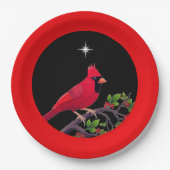 Kardinal in Schwarz und Rot Pappteller (Vorderseite)