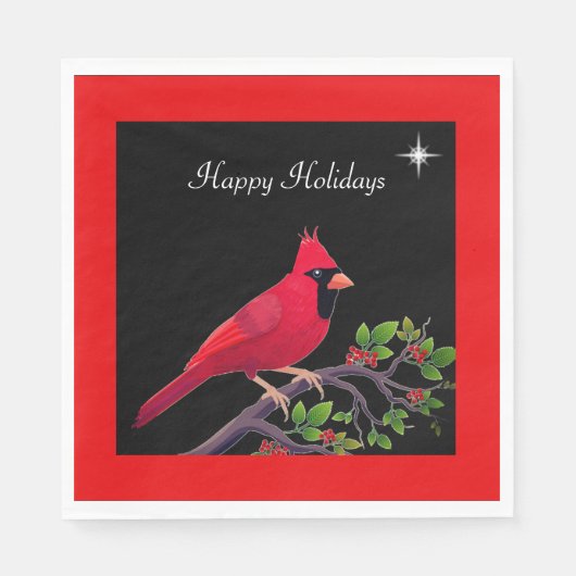 Kardinal in Schwarz und Rot Serviette (Vorderseite)