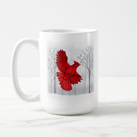 Kardinal in Snowy Winter Art Kaffee Tasse (Links)