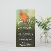 Kardinal in Spruce 4x8 Beileid Danke, Gedicht Dankeskarte (Stehend Vorderseite)