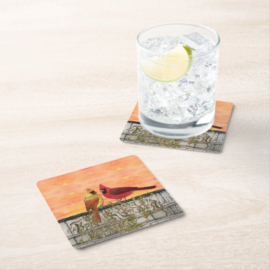 Kardinal Lovebirds Paper Untersetzer (Vor Ort)