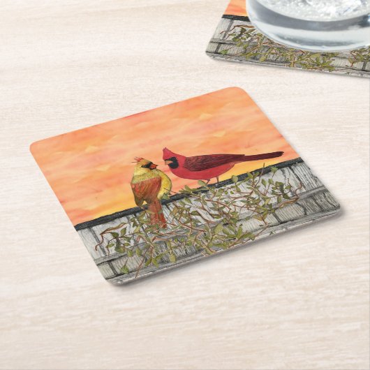 Kardinal Lovebirds Paper Untersetzer (angewinkelt)