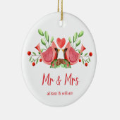 Kardinal Lovebirds Personalisiert Keramik Ornament (Rechts)