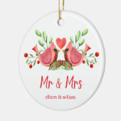 Kardinal Lovebirds Personalisiert Keramik Ornament (Links)