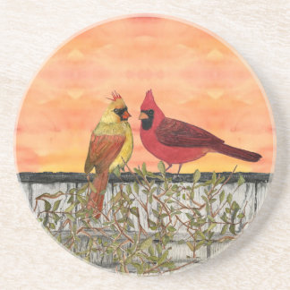 Kardinal Lovebirds Sandstone Untersetzer