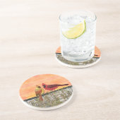 Kardinal Lovebirds Sandstone Untersetzer (Seite)