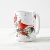 Kardinal mit Aquarellfarben auf Zweigen Silver Acc Kaffeetasse (VorderseiteRechts)