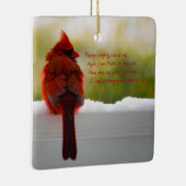 ***Kardinal mit Besuch aus dem Himmelgedicht Keramikornament (Rechts)