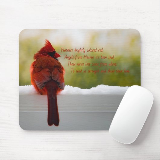 Kardinal mit Besucher aus dem Himmelsgedicht Mousepad (Mit Mouse)