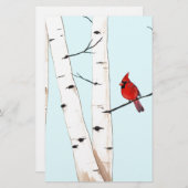 Kardinal mit Birken-Bäumen Briefpapier (Vorne/Hinten)