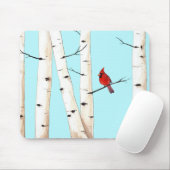 Kardinal mit Birken-Bäumen Mousepad (Mit Mouse)