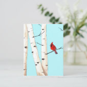 Kardinal mit Birkenbäumen Postkarte (Stehend Vorderseite)
