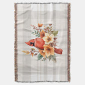 Kardinal mit Herbst-Blume und Kariert Decke (Vorderseite Vertikal)
