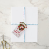 Kardinal mit Kranz-Weihnachtsdesign Geschenkanhänger (Mit Garn)