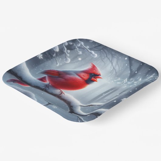 Kardinal mit musikalischen Noten Pappteller (Gewinkelt)