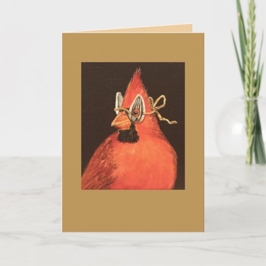 Kardinal mit Sonnenblumenmaske Karte (Vorderseite)
