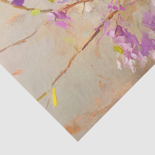 Kardinal mit violetten Blumen Decoupage Seidenpapier (Ausschnitt)