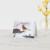 Kardinal-Mittagessen bei Frauen, die an Ihre Karte (Gelbe Blume)