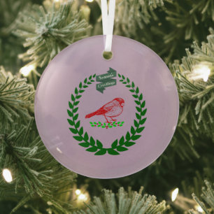 Kardinal mitten in der Weihnachtskranz Ornament Aus Glas