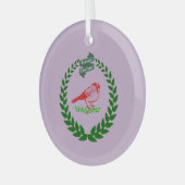 Kardinal mitten in der Weihnachtskranz Ornament Aus Glas (Vorderseite links)
