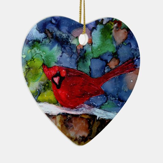 Kardinal nachts keramikornament (Rechts)