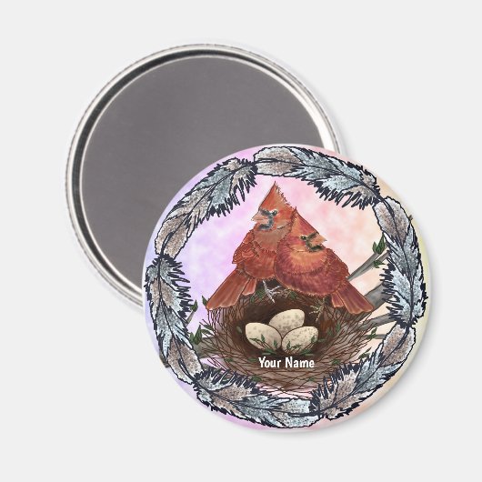 Kardinal Nest Magnet (Vorderseite/Rückseite)