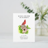 Kardinal Neue Zuhause für bewegte Ferien Postkarte (Stehend Vorderseite)