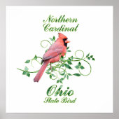 Kardinal Ohio Staat Bird Poster (Vorne)