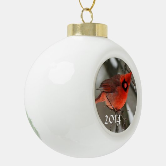 Kardinal-Ornament 2014 Keramik Kugel-Ornament (Links)