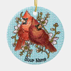 Kardinal-Paar-Schmuck Keramik Ornament