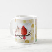 Kardinal-Paar Wintervögel Kunst Weihnachtsgeschenk Kaffeetasse (Vorderseite Links)