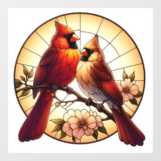 Kardinal-Pair-Verkleidung Fensteraufkleber (Blatt)