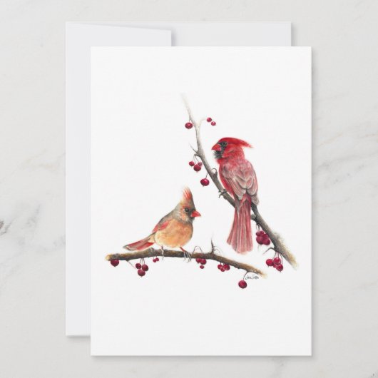 Kardinal Pair Watercolor Dankeskarte (Vorderseite)