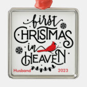Kardinal/Personalisierte erste Weihnachten im Himm Ornament Aus Metall (Vorne)