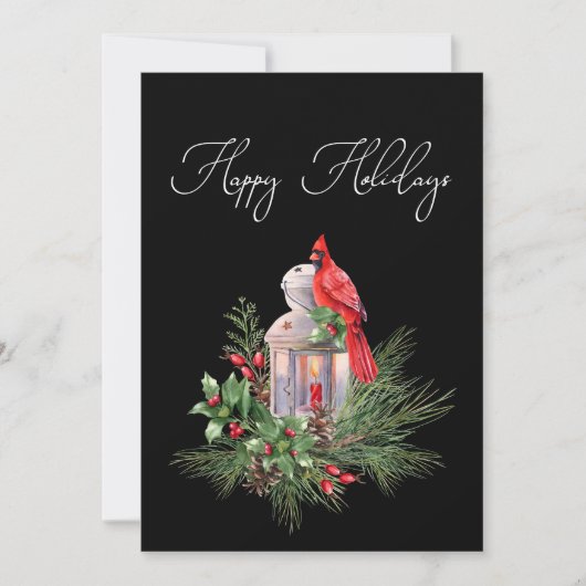 Kardinal Pine Holly Business Weihnachtskarte (Vorderseite)