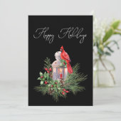 Kardinal Pine Holly Business Weihnachtskarte (Stehend Vorderseite)