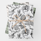 Kardinal, Pinecones, Kiefernneedle und Winterberri Geschenkpapier Set (Beispiel)