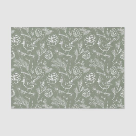 Kardinal, Pinecones und Berry Sage Seidenpapier (Vorderseite)