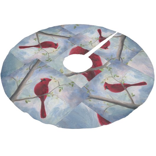 Kardinal Polyester Weihnachtsbaumdecke (Schrägansicht)