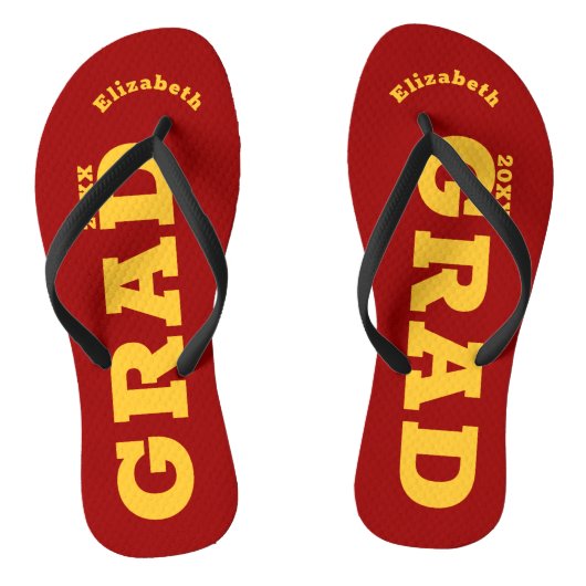 Kardinal Red and Gold Abschluss Senior Class Badesandalen (Fußbett)