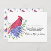 Kardinal Red Bird Beerdigung Danke, dass ihr eine Dankeskarte (Vorne/Hinten)