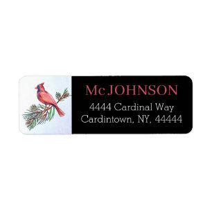 Kardinal Red Bird Branch Illustration Art Address