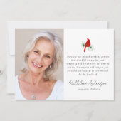 Kardinal Red Bird Foto Beileid Beerdigung Dankeskarte (Vorderseite)