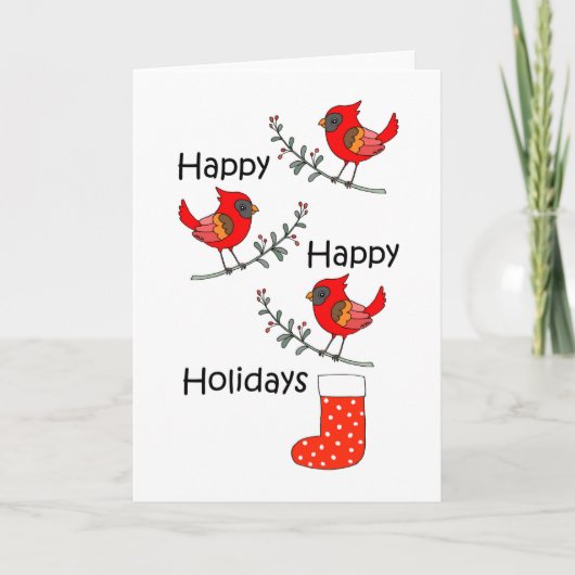 Kardinal Red Bird Funny Happy Weihnachten Karte (Vorderseite)