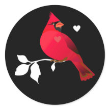 Kardinal Red Bird Hört Schwarz-weißes, modernes La