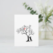 Kardinal Red Bird in Snowy Winterbaum & Katze Postkarte (Stehend Vorderseite)