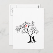Kardinal Red Bird in Snowy Winterbaum & Katze Postkarte (Vorne/Hinten)