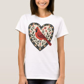 Kardinal (Red Bird) Lover - Folk Art Style T-Shirt (Vorderseite)