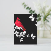 Kardinal Red Bird Schwarz-weiß Moderne Begrüßung Postkarte (Stehend Vorderseite)