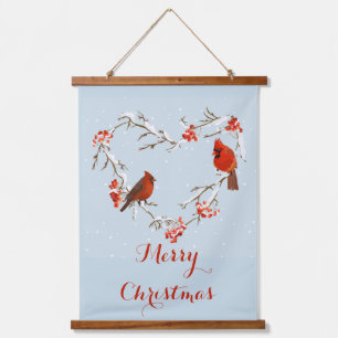 Kardinal Red Bird Weihnachtsbrand Han Wandteppich Mit Holzrahmen
